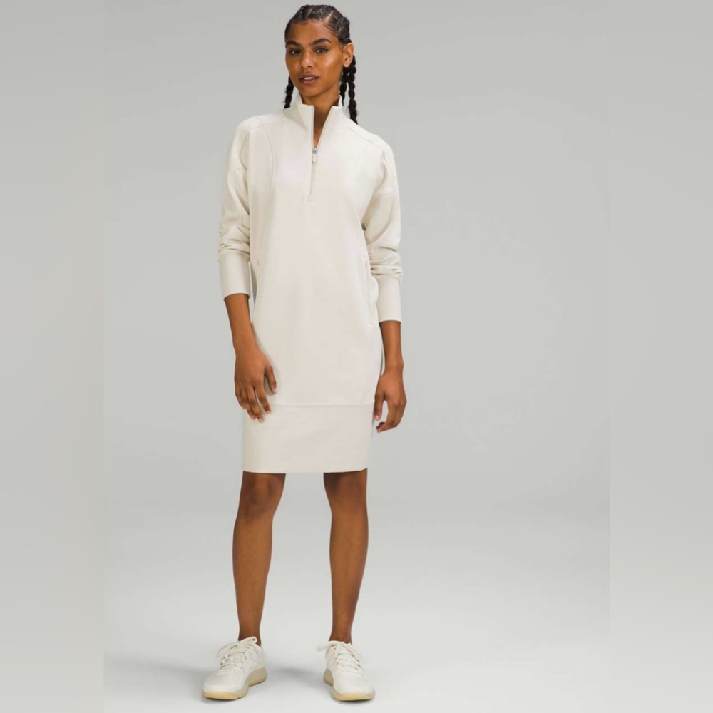 Lululemon Softstreme Long-Sleeve Half-Zip Dress in Natural Ivory